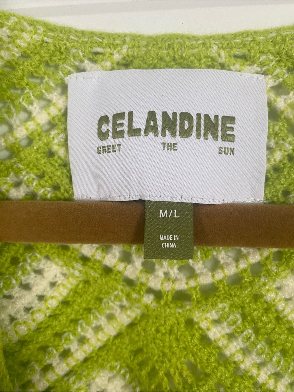 Celandine Chartreuse & White Crochet V-Neck Coverup Tunic - EUC - Picture 5 of 5